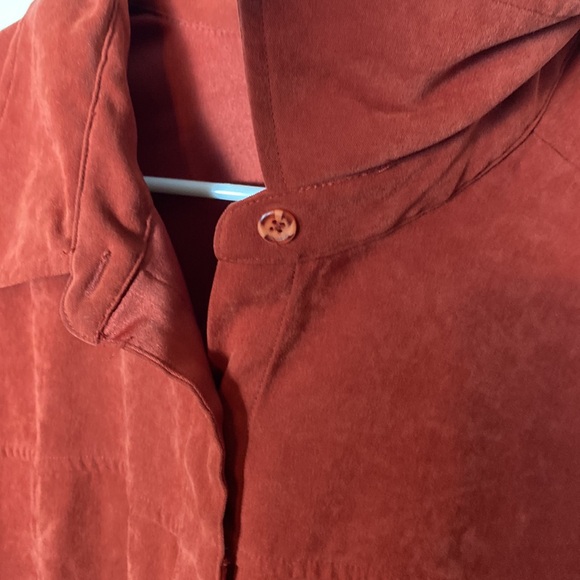 Denim & Co. Suede Button Down Shacket Burnt Orange Plus Size 2x Shirt Jacket - Picture 3 of 8